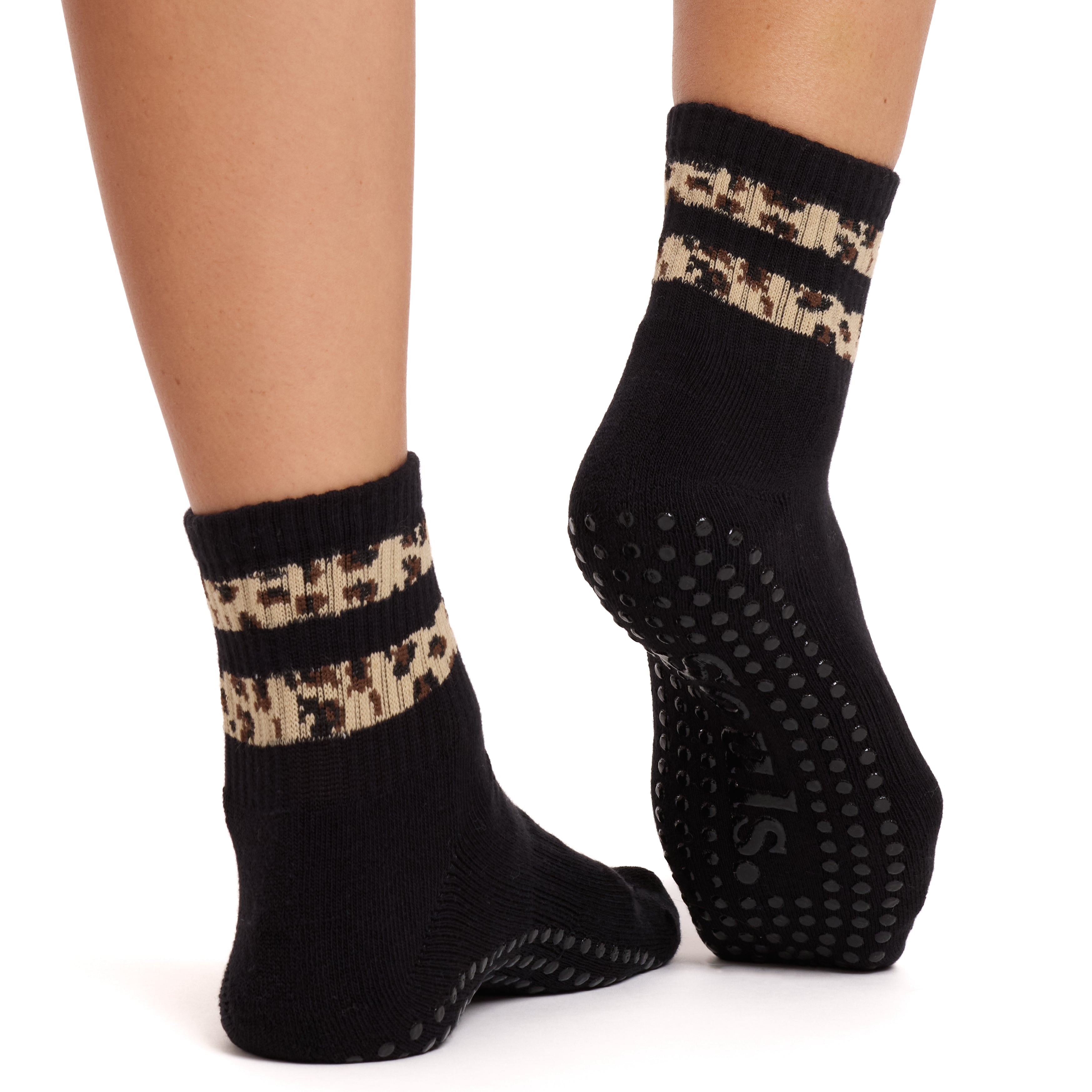 Black Cheetah Grip Socks | Non Slip Socks – Souls.