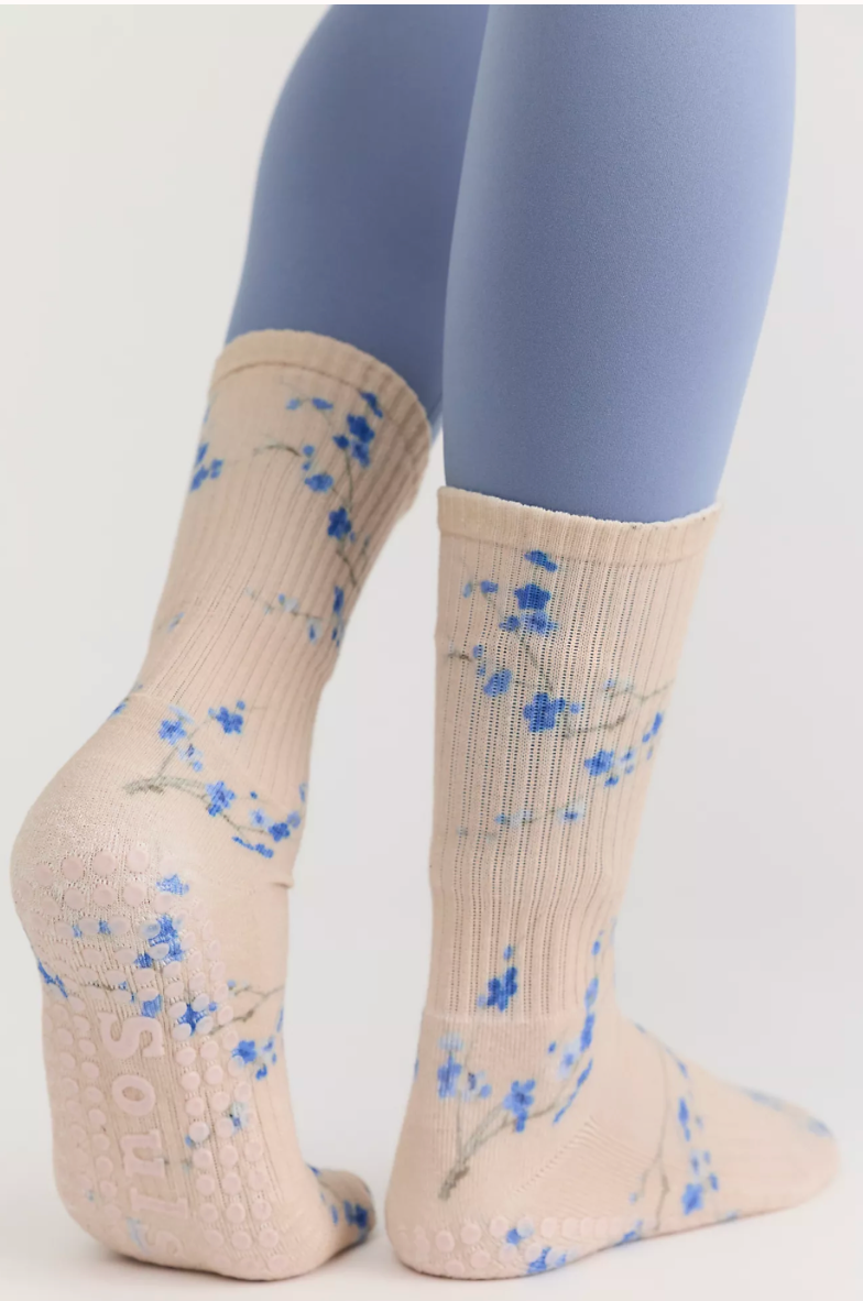 Blue Blossom Grip Socks