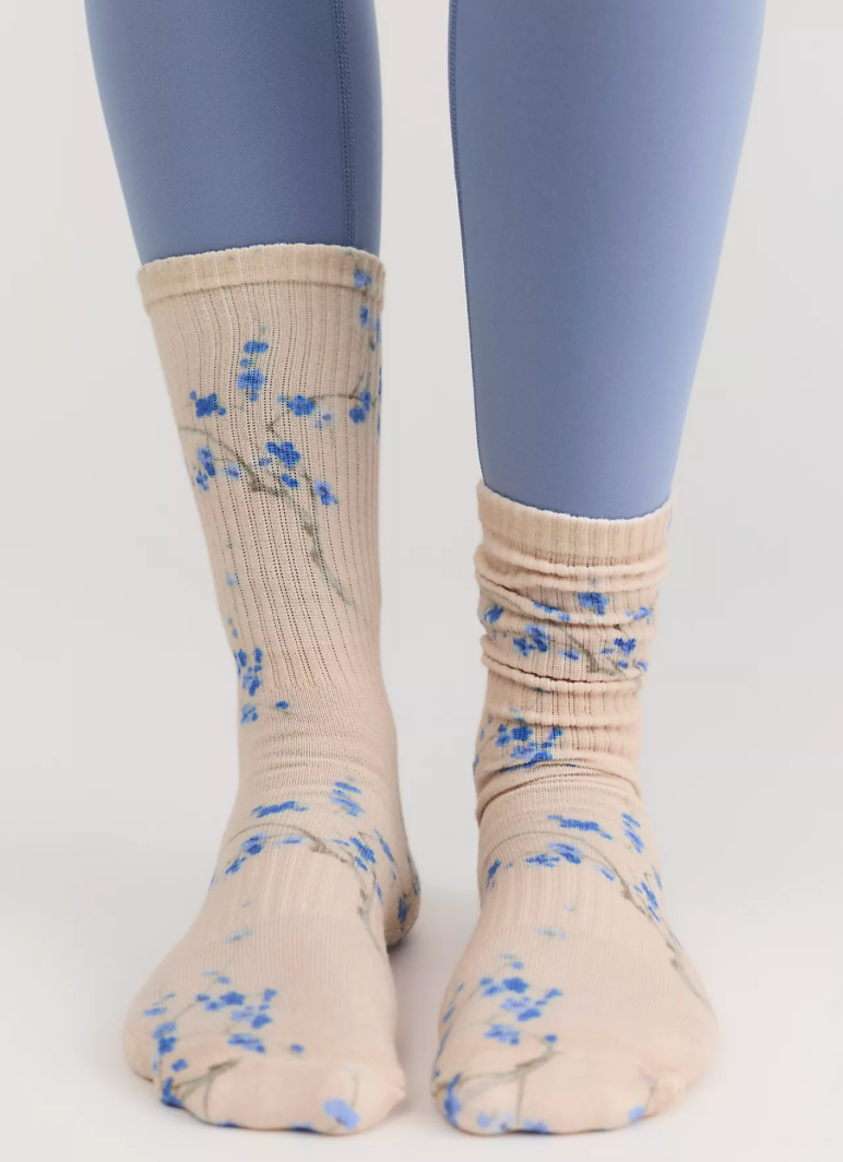 Blue Blossom Grip Socks